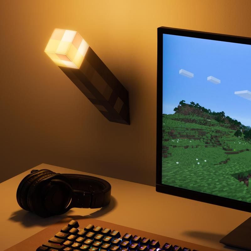 Lampă de noapte Paladone Minecraft Torch Light Alb Cald