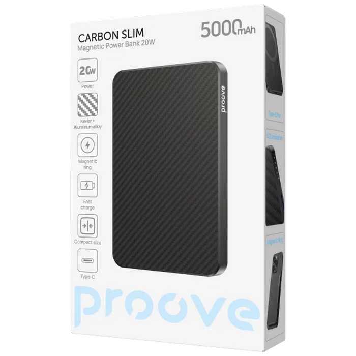 Acumulator extern Proove Carbon Slim 20W Negru