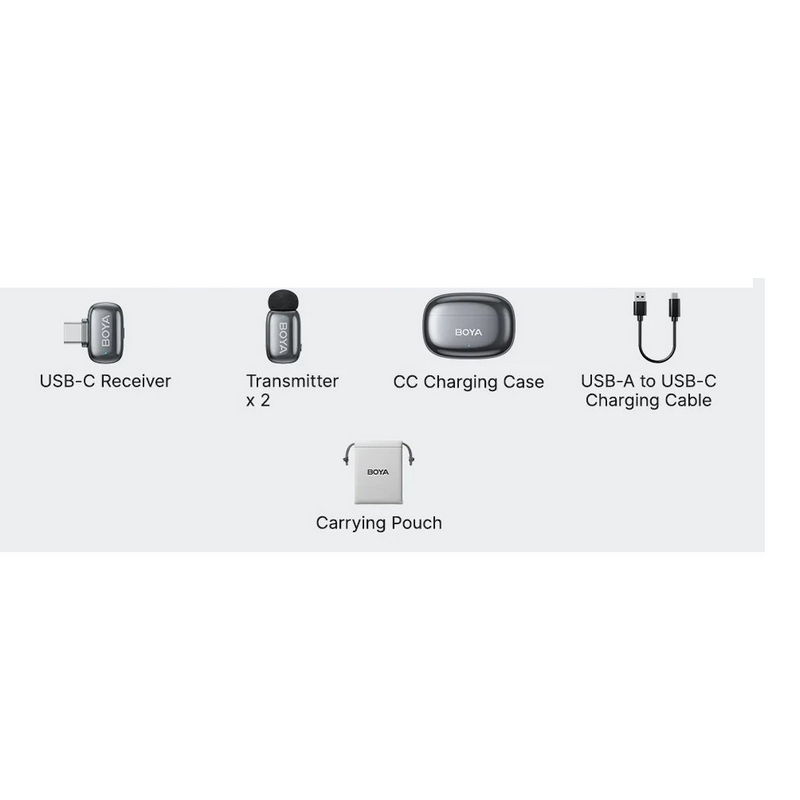 Портативный записывающий микрофон Boya Mini 2-02 Беспроводной Серебристый