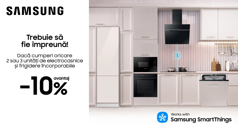 Reducere de -10% la setul de electrocasnice încorporabile Samsung