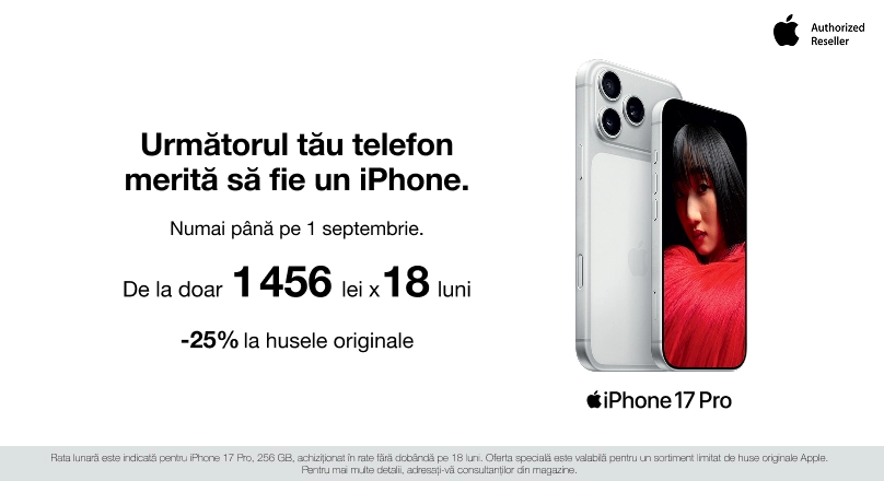 iPhone în rate 18 luni cu 0% dobândă