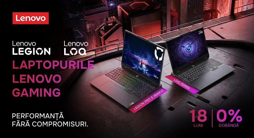 Rată în 18 luni cu dobândă 0% pentru laptopurile Lenovo