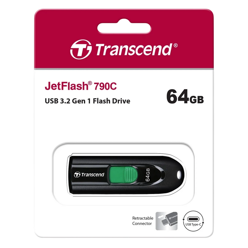 Memorie USB Transcend JetFlash 790C 64 GB Negru