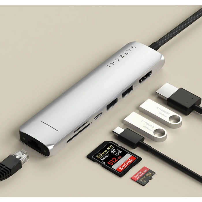 Stație Docking Satechi Slim USB-C Gri