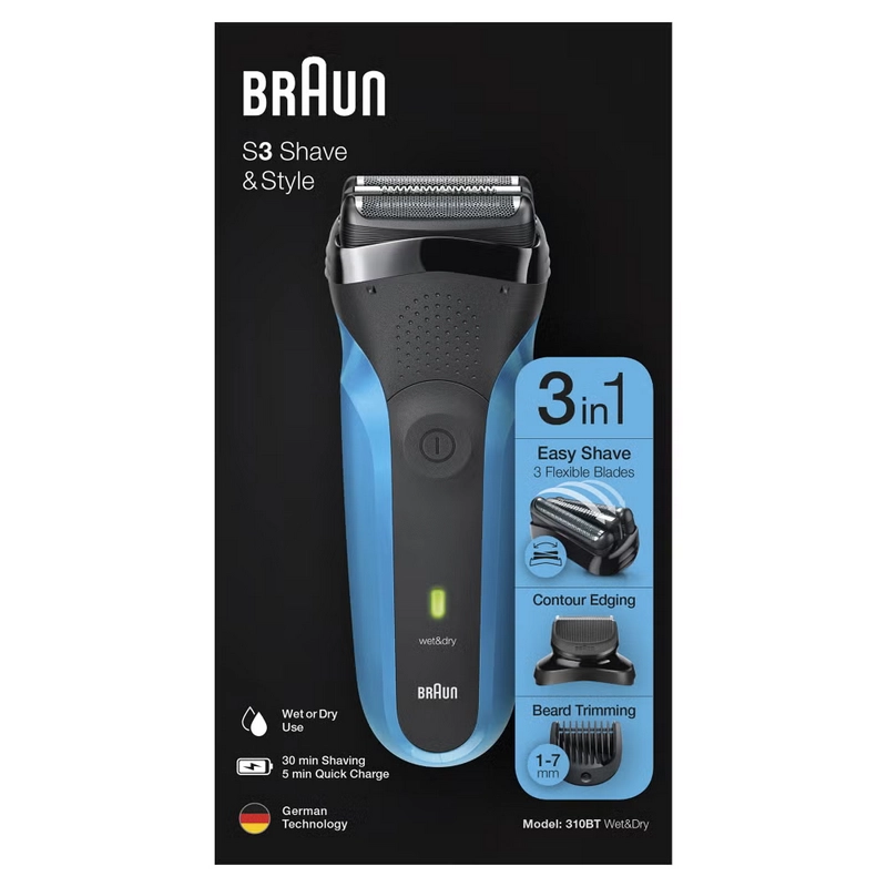 Aparat de ras electric Braun 310BT Negru | Albastru