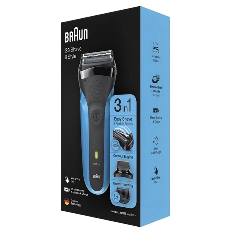 Aparat de ras electric Braun 310BT Negru | Albastru