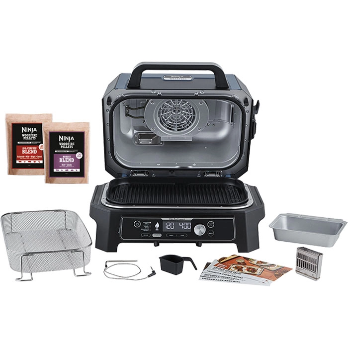 Grătar electric Ninja Woodfire Pro Connect XL Albastru | Negru