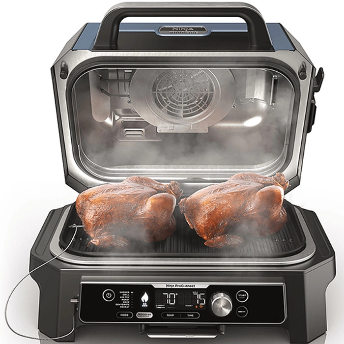 Grătar electric Ninja Woodfire Pro Connect XL Albastru | Negru
