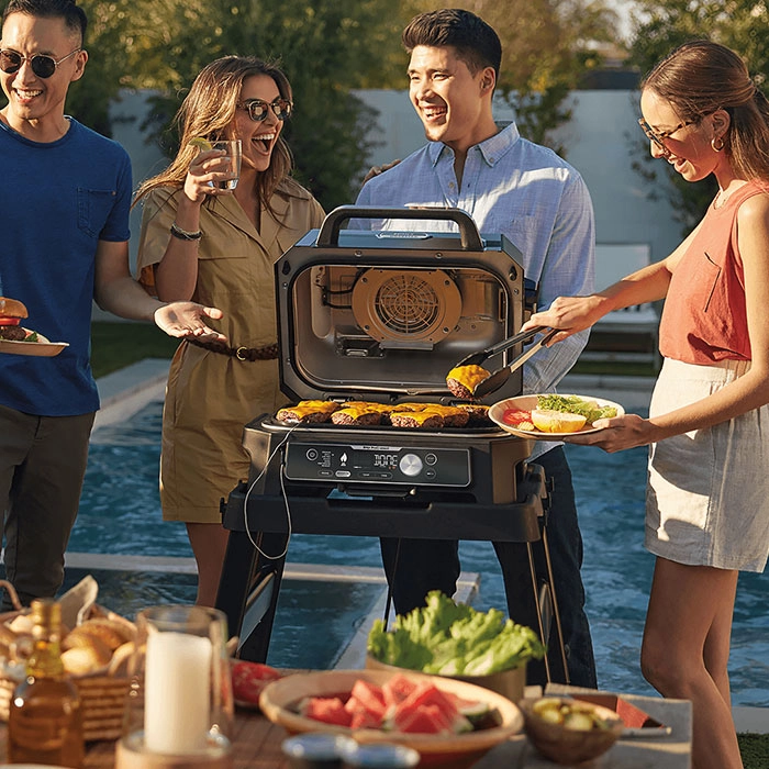 Grătar electric Ninja Woodfire Pro Connect XL Albastru | Negru