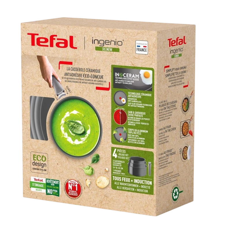Set de vase Tefal L2609402 Ingenio Renew Gri