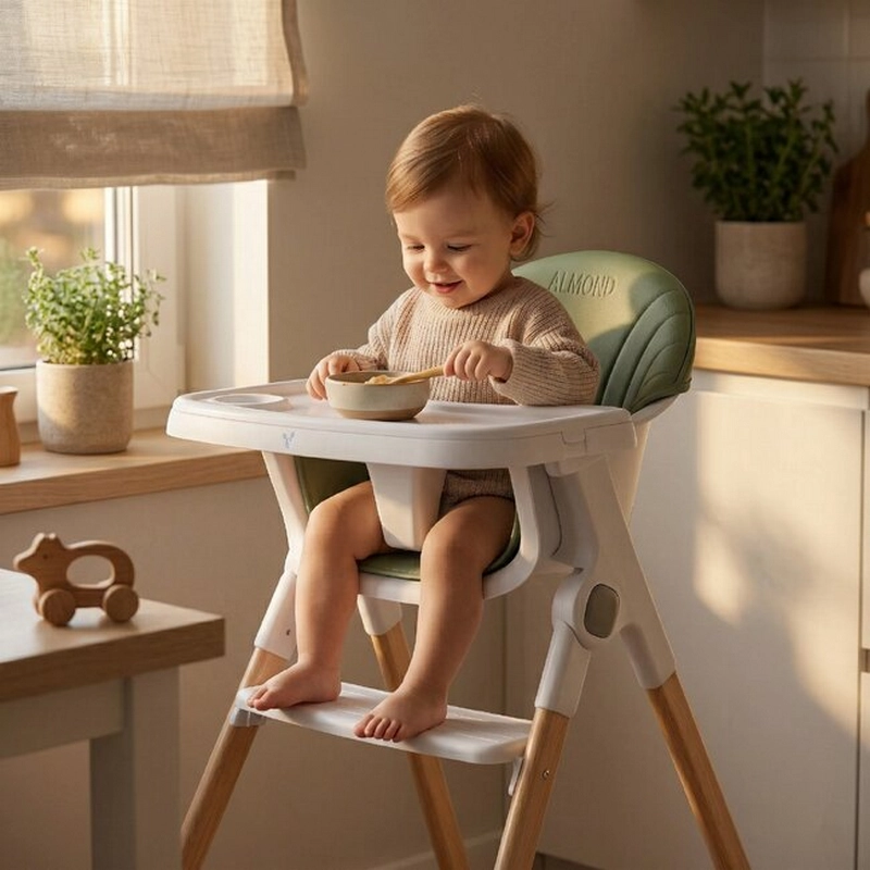 Scaun de hrănire Cangaroo Almond Verde