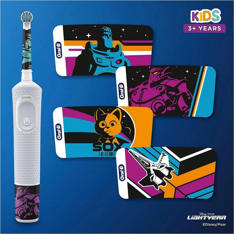 Электрическая зубная щетка Braun Oral-B Vitality Kids Lightyear Серый