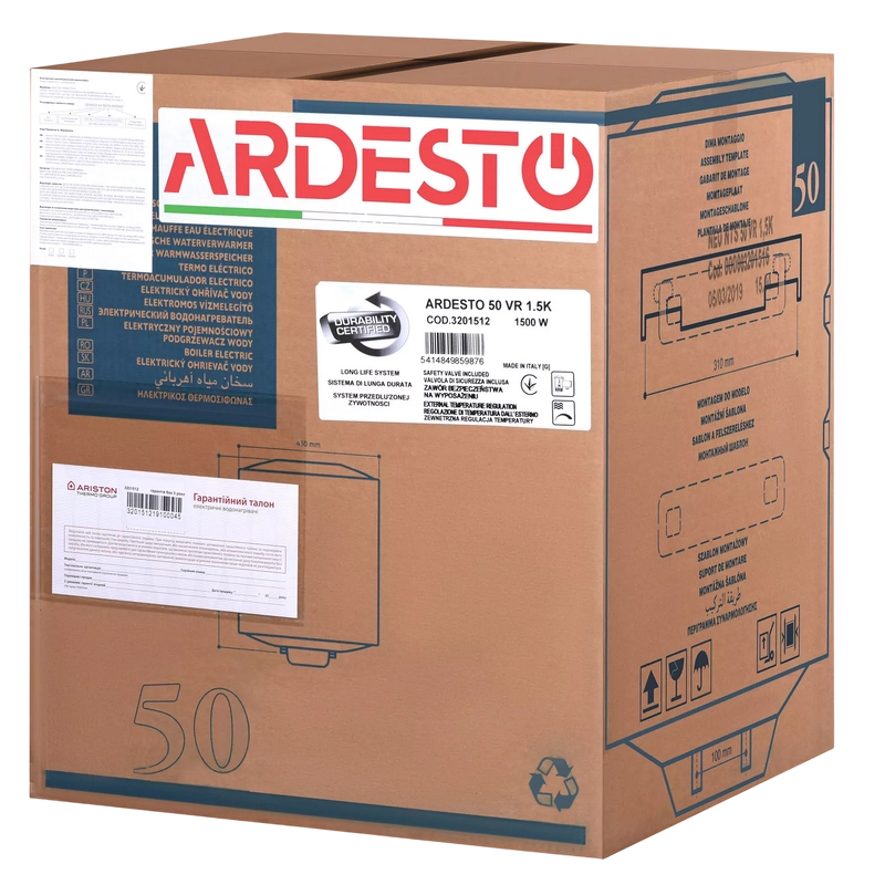 Boiler Electric Ardesto NEU NTS EU2 50 l Alb