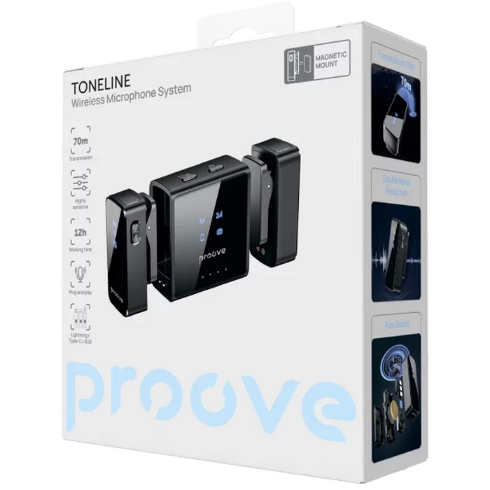 Портативный записывающий микрофон Proove ToneLine Беспроводной Черный
