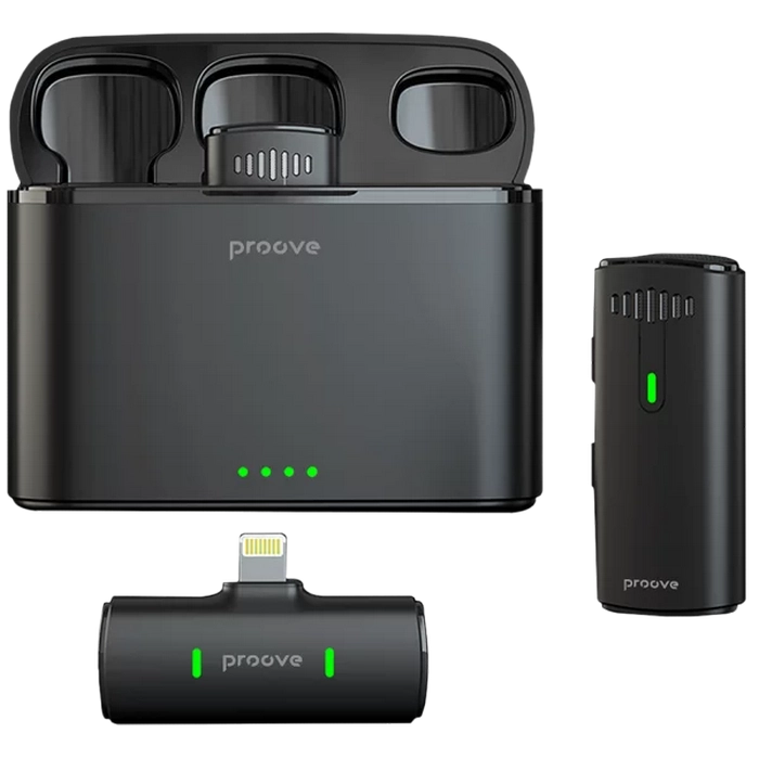 Microfon portabil pentru înregistrare vocală Proove Demo Lightning Fără fir Negru