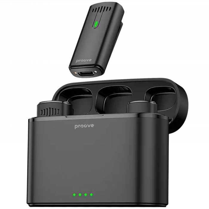 Microfon portabil pentru înregistrare vocală Proove Demo Lightning Fără fir Negru