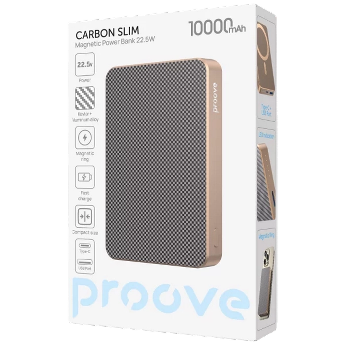 Acumulator extern Proove Carbon Slim 22.5W Auriu