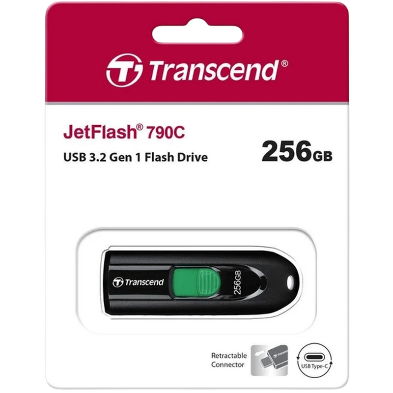 USB Flash накопитель Transcend JetFlash 790C 256 ГБ Чёрный