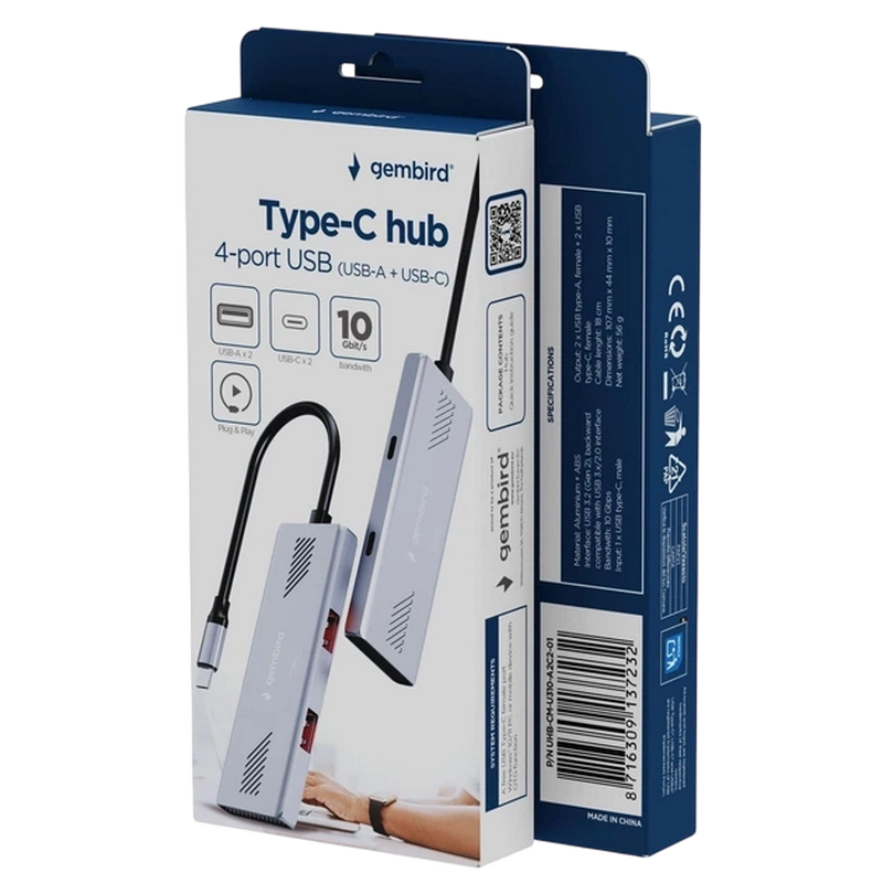 USB-концентратор Gembird UHB-CM-U310-A2C2-01 Серебристый