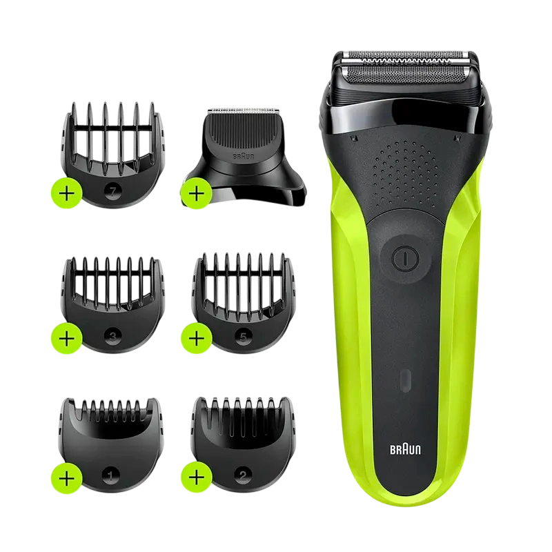 Электробритва мужская Braun 300BT Чёрный | Зелёный