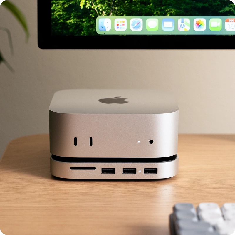 Adaptor Hub Satechi Mac Mini M4 Stand & Hub Argintiu
