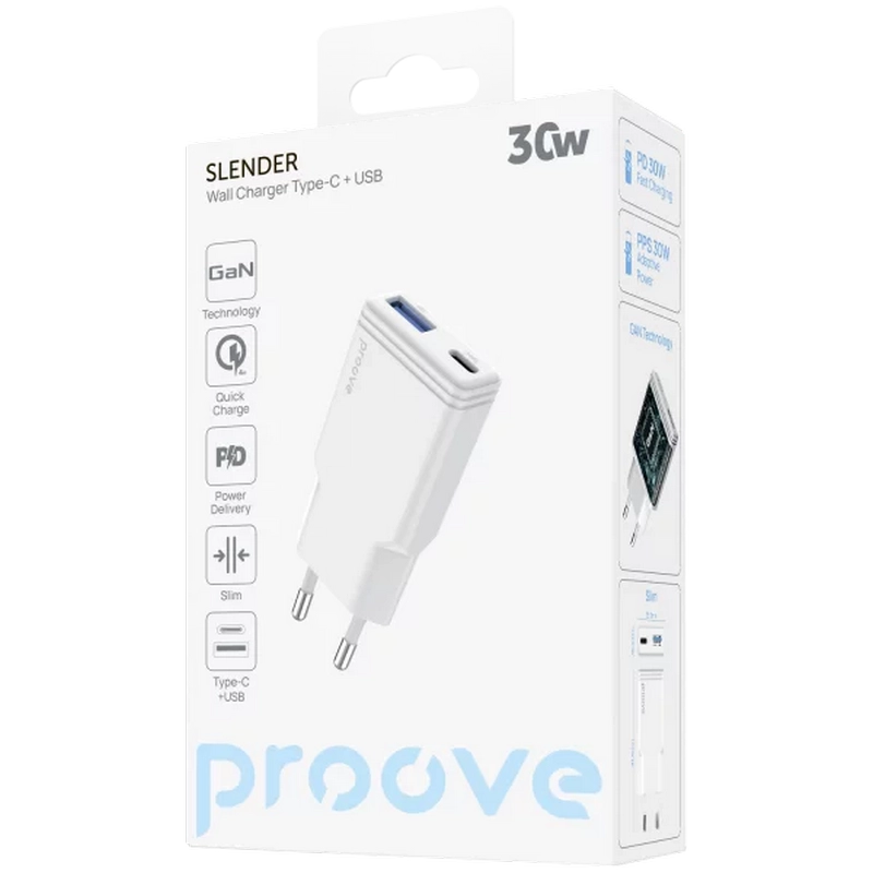 Încărcător Proove Slender Alb