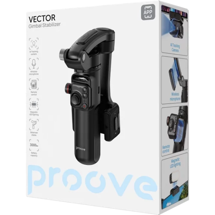 Selfie Stick Proove Vector Gimbal Negru
