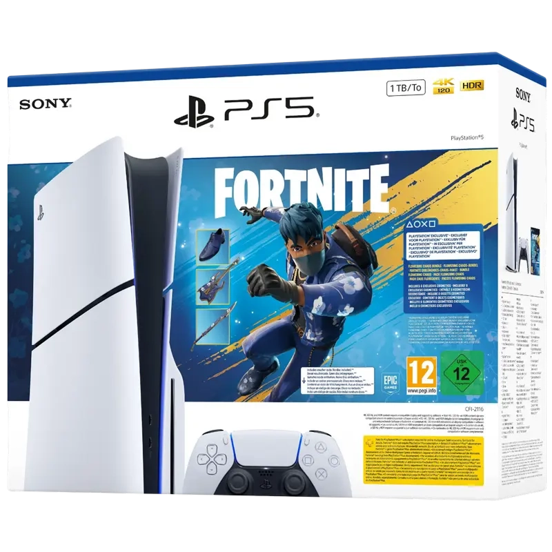 Consolă de jocuri SONY PlayStation 5 Slim Disc Edition+Fortnite Flowering Alb