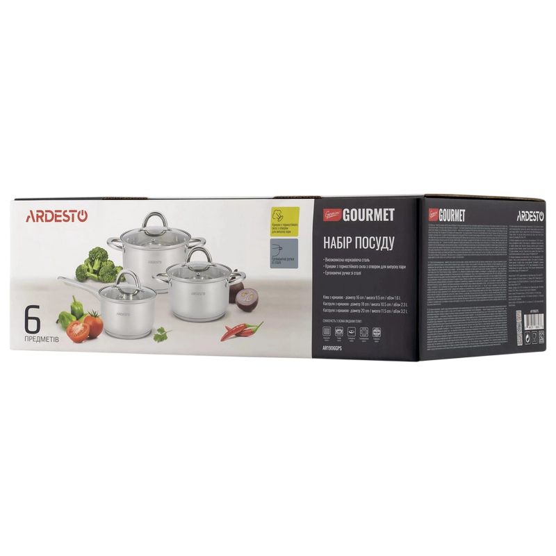 Set de vase Ardesto AR1906GPS Gemini Gourmet Andria Oţel inoxidabil