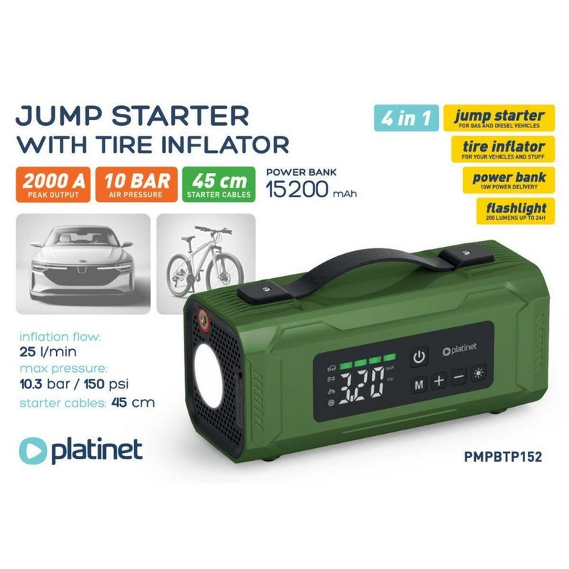 Автомобильный компрессор Platinet PMPBTP152 Зелёный