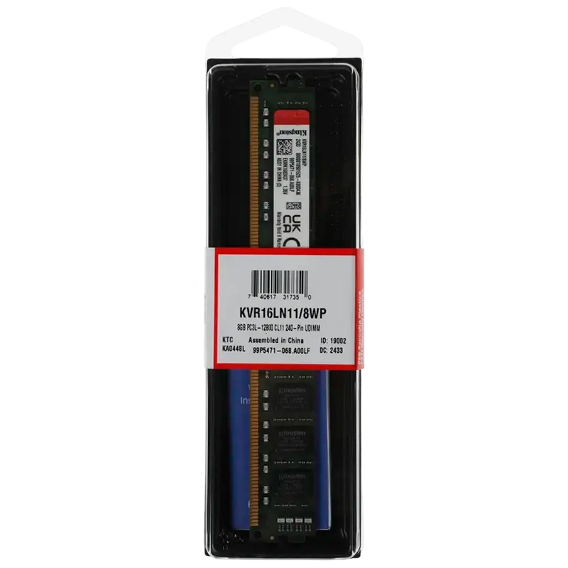 Memorie RAM Kingston KVR16LN11/8WP ValueRAM 8GB Verde