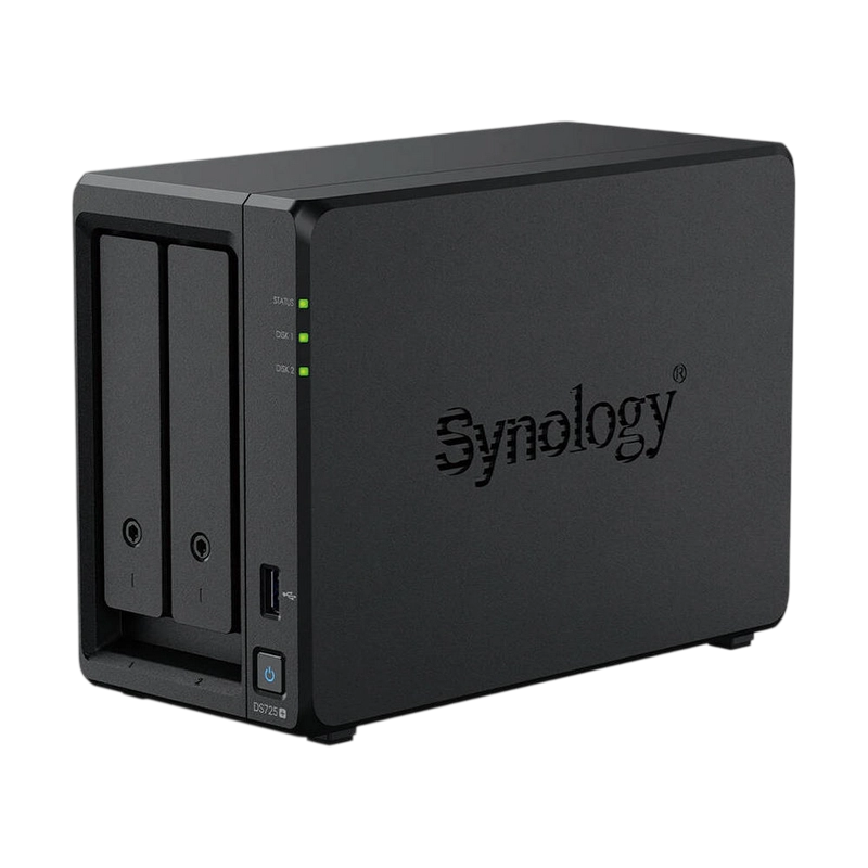 Сетевое хранилище SYNOLOGY DS725neo+ Черный Стационарный | AMD Ryzen R1600, 2-core 2.6 (base) /3.1 (turbo) GHz | 4 GB DDR4 non-ECC + 1 Free Slot