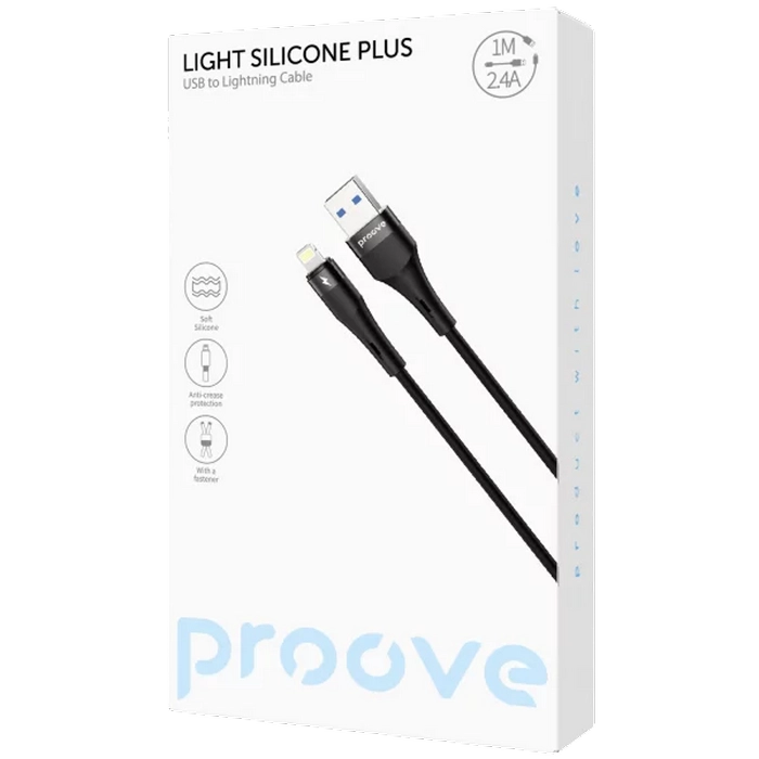 Cablu încărcare și sincronizare Proove Light Silicone Plus Lightning Negru