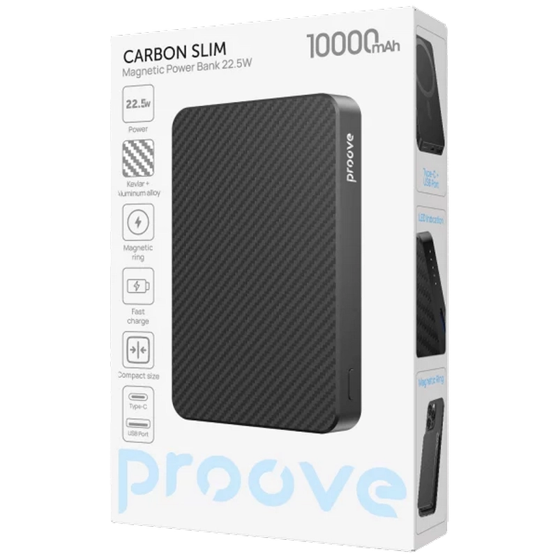 Acumulator extern Proove Carbon Slim 22.5W Negru
