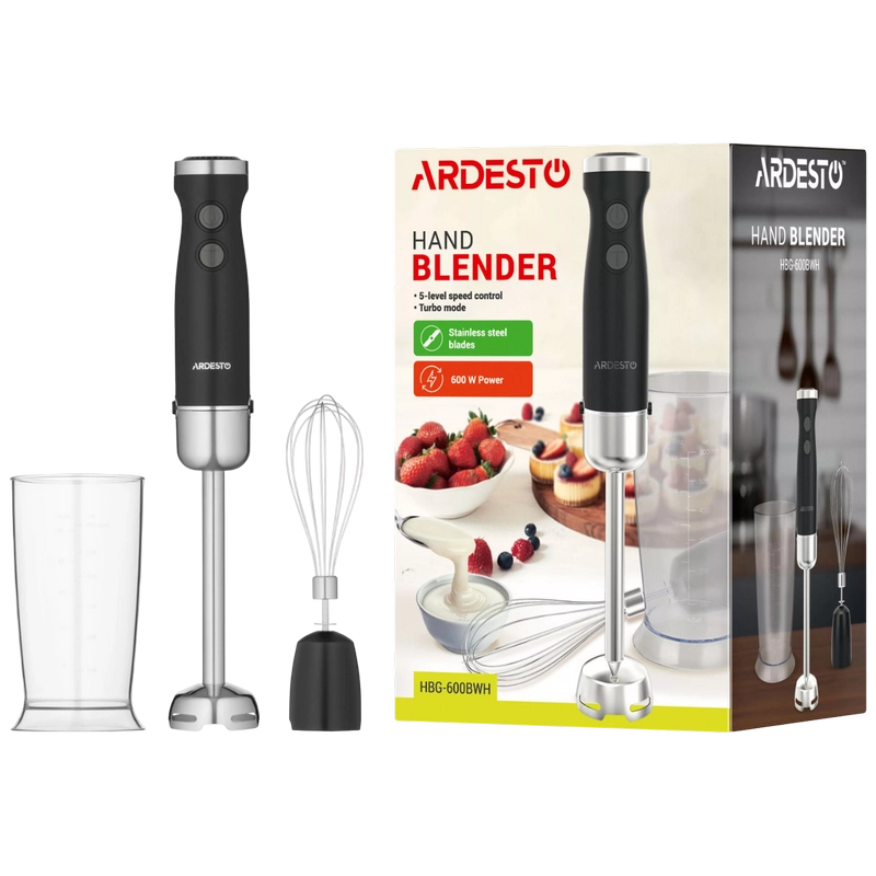 Blender de mână Ardesto HBG-600BWH Negru / Argintiu