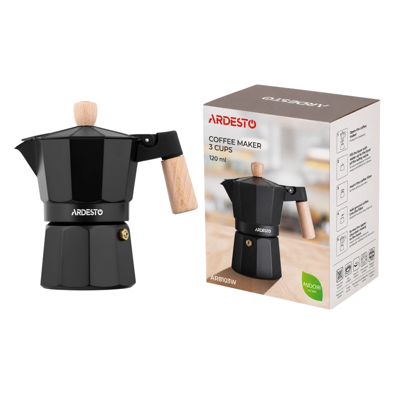Cafetieră gheizer Ardesto AR8103W Midori Negru