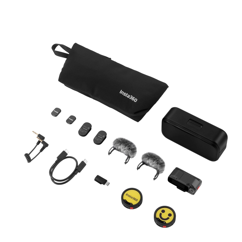Портативный записывающий микрофон Insta360 Mic Pro (2 TX + 1 RX) Беспроводной Черный