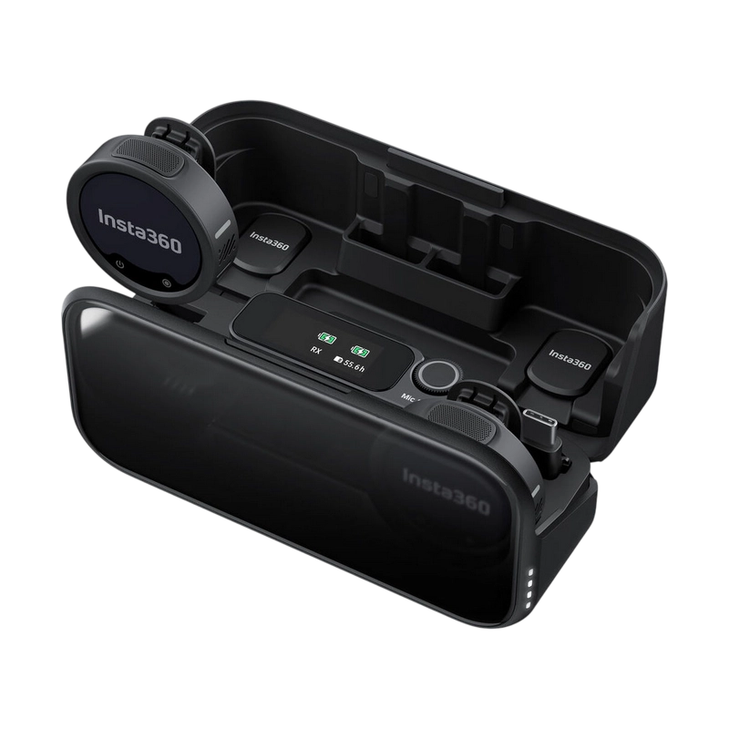 Портативный записывающий микрофон Insta360 Mic Pro (2 TX + 1 RX) Беспроводной Черный