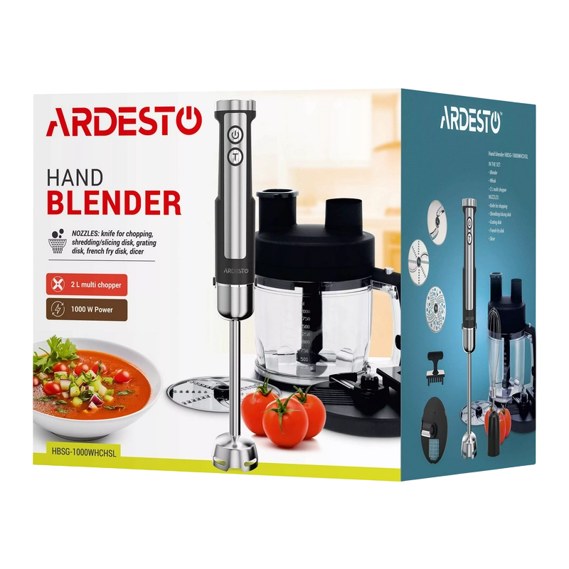 Blender de mână Ardesto HBSG-1000WHCHSL Negru / Argintiu