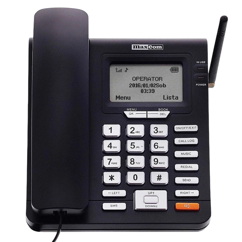 Telefon cu fir MaxCom MM28DHS Negru Baterie reîncărcabilă, Rețea