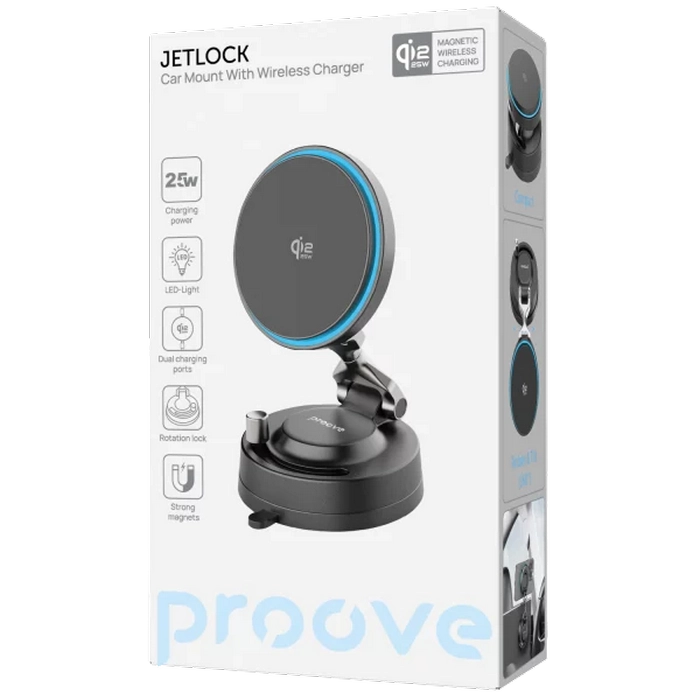 Suport Auto Proove Jetlock Qi2.2 Negru