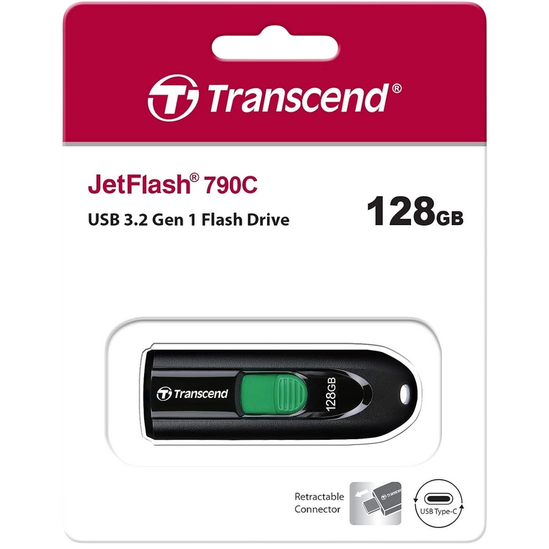 Memorie USB Transcend JetFlash 790C 128 GB Negru