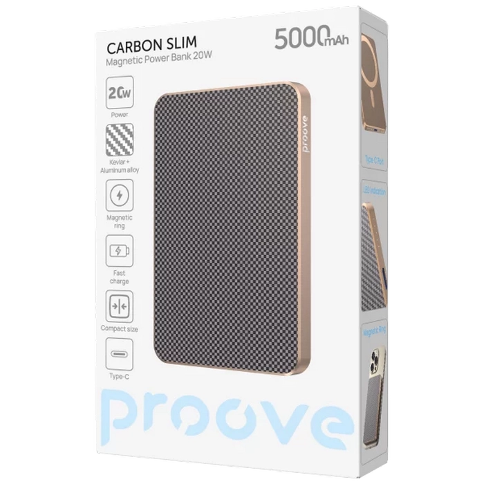 Acumulator extern Proove Carbon Slim 20W Auriu