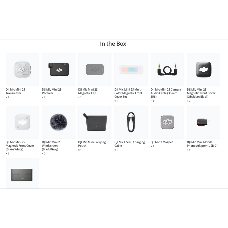 Портативный записывающий микрофон DJI Mic Mini 2S (2TX + 1RX + Charging Case) Беспроводной Черный