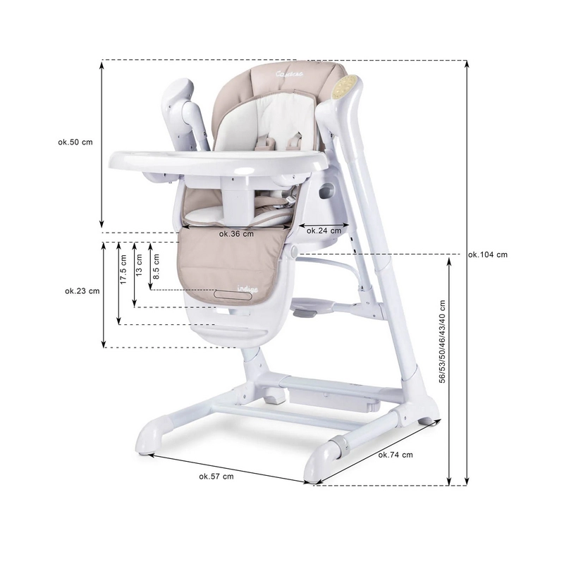 Scaun de hrănire Caretero Indigo Black Verde