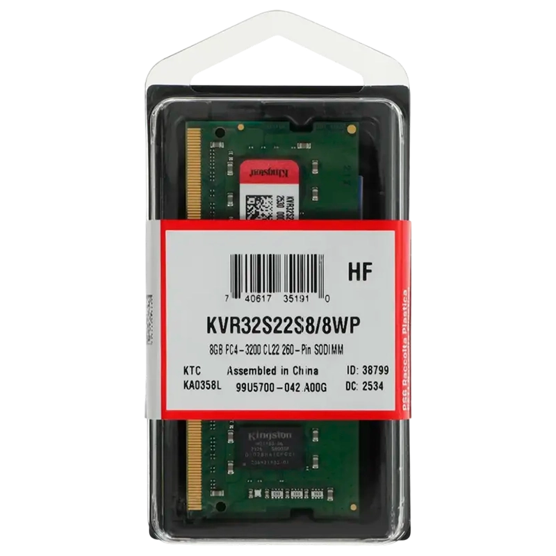 Memorie RAM Kingston KVR32S22S8/8WP ValueRAM 8GB Verde