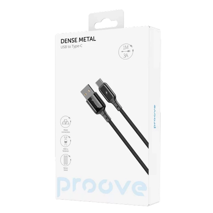 Cablu încărcare și sincronizare Proove Dense Metal Negru