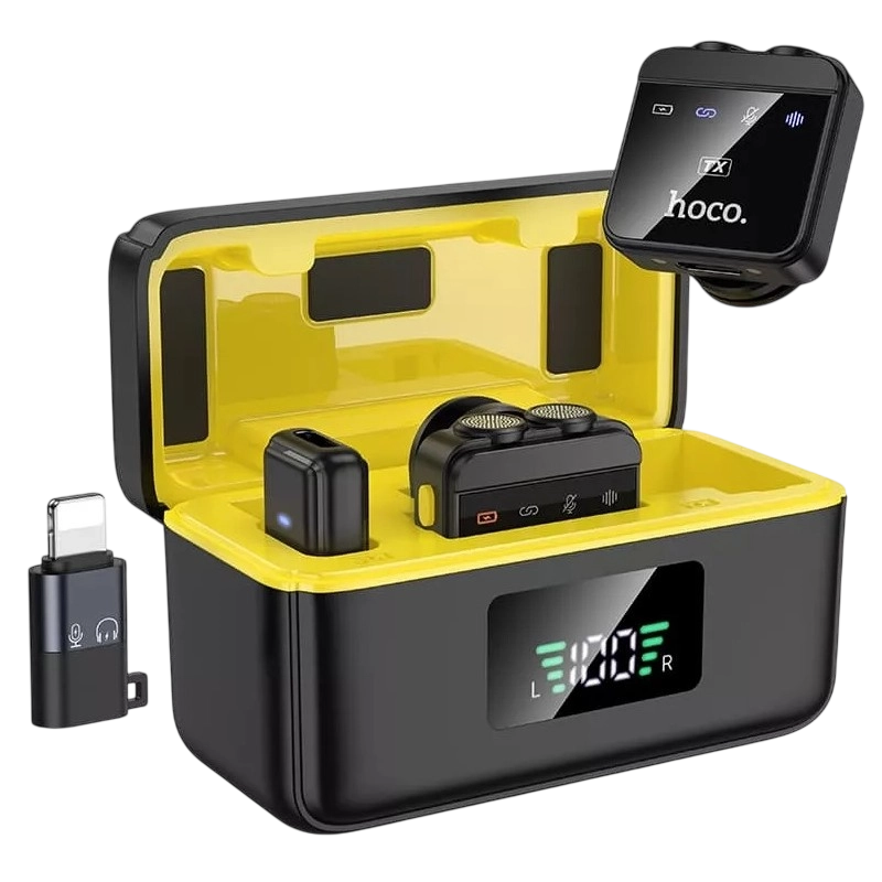 Портативный записывающий микрофон Hoco L17 Беспроводной Черный