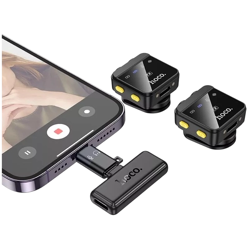 Портативный записывающий микрофон Hoco L17 Беспроводной Черный