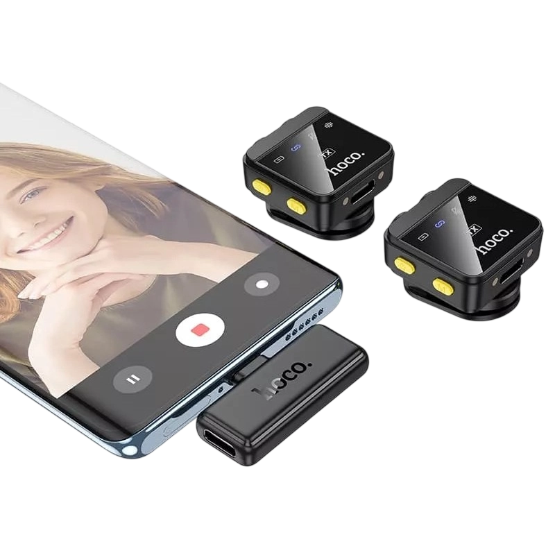 Портативный записывающий микрофон Hoco L17 Беспроводной Черный